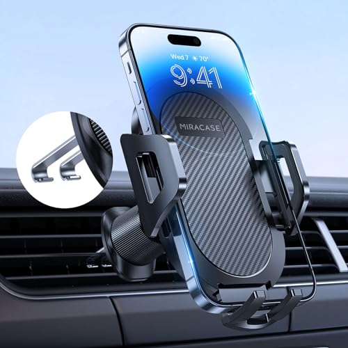 Miracase Handyhalterung Auto【2023 Neuester Doppelhaken】 Universal Handyhalter Auto Lüftung,360 Grad Drehung KFZ Handyhalterung für iPhone 15/14/13/12 Pro Max Plus/Samsung und 4-7 Zoll Smartphone