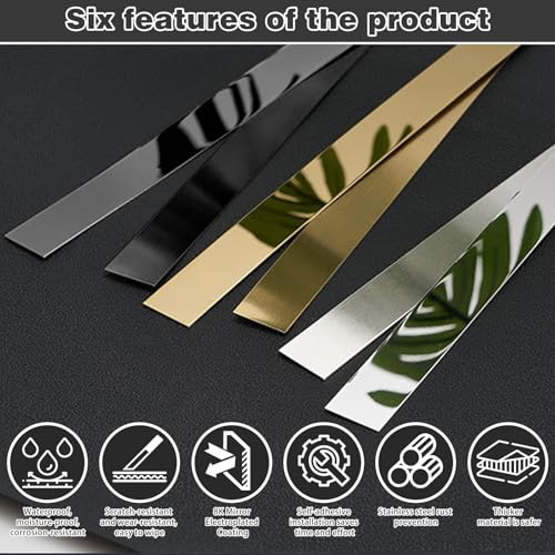 Molduras autoadhesivas plateadas perfil flexible protección bordes 6M 5