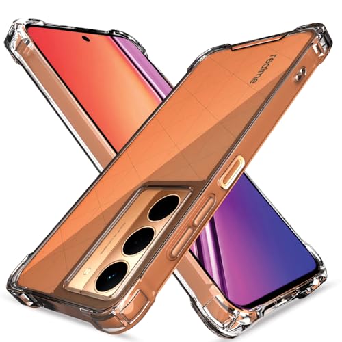 Image of Amazon Basics Back Cover for Realme Narzo 80x 5G / Realme P3x 5G / Realme 14X 5G PC + TPU Clear Transparent Raised Edges Shockproof Protective Phone Bumper Case(Transparent)