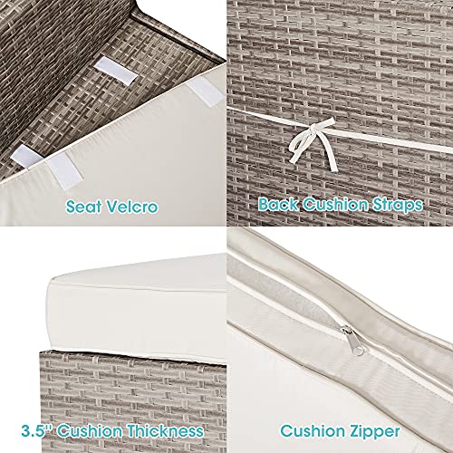 SUNVIVI OUTDOOR Patio Furniture Sets, 7 Piece All-Weather Grey PE Wicker Furniture Set, Patio Sectional Conversation Sofa with Coffee Table, Removable Cushions