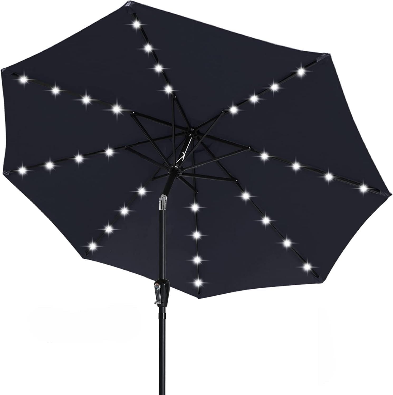 ABCCANOPY 10FT Durable Solar Led Patio Umbrellas with 32LED Lights (Black)