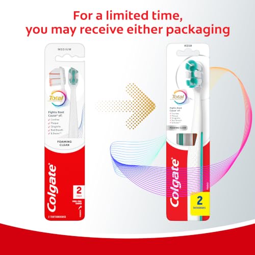 Colgate Total Foaming Clean Medium Toothbrush, White, 2 Pack - image 2