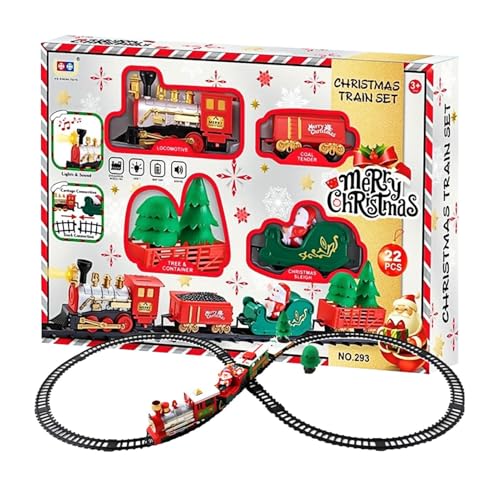 Juego de ferrocarril de juguete, juguete de riel con luz y sonido, juego de pista de Navidad eléctrico, para interacción entre padres e hijos, cumpleaños, niños pequeños, fiestas, vacaciones, juego y