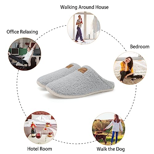 Image of Spesoul Fuzzy House Slippers for Women Men Indoor Closed Back Lightweight Cozy Faux Furry Lining Barefoot House Shoes Slipper Socks for Bedroom Home Office Yoga Outdoor Walking Shoes