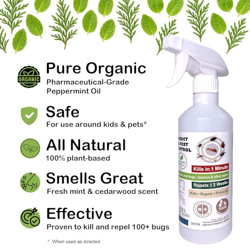Image of 1.5 Gal Organic Peppermint Oil Spray for Bugs - Natural Insect Repellent & Pest Control for Ants, Roaches, Spiders & More, Indoor & Outdoor for Home, Car, Bedroom & Yard, Pet-Safe Ant Repellent Spray
