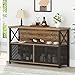 LVB Wine Bar Cabinet, Industrial Sideboard Buffet/Coffee Bar Cabinet for Liquor and Glasses, Farmhouse Metal Wood Rack Cabinet for Home Living Dining Room Kitchen, Rustic Oak, 47 Inch