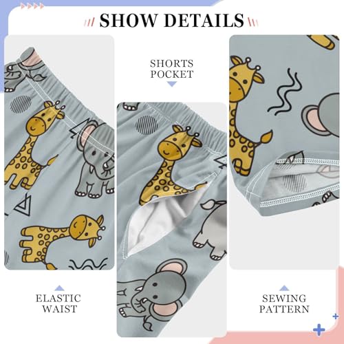 ZZKKO Cute Hippo Elephant Giraffe Boys Pants for Kids Jogger Pants with Pockets S-XL4
