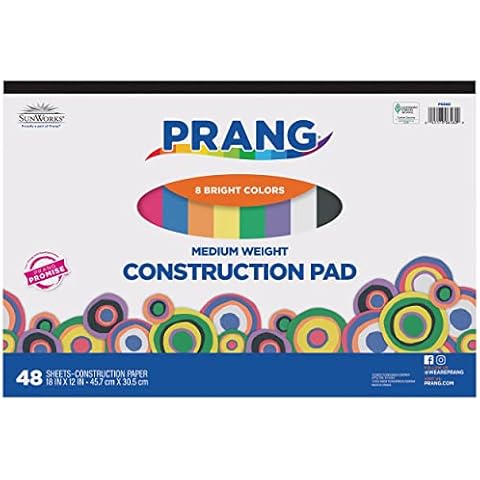 Prang SunWorks Heavyweight Construction Paper Pad, 18" x 12", 8 Colors May Vary Cover