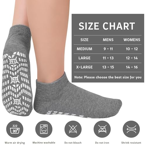 Artfasion Non Slip Socks with Grip: Men's Grippy Non Skid Ankle Socks for Hospital Elderly Women Pilates Fitness 4 Pairs 6
