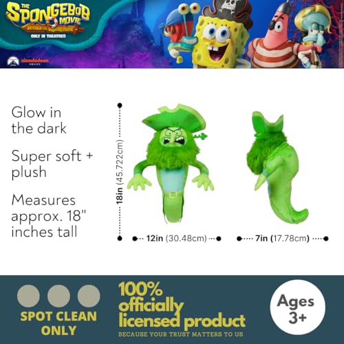 Image of Spongebob Squarepants The Flying Dutchman Kids Plush Cuddle Pillow, Glow in The Dark, Super Soft & Cozy, (Officially Licensed Product) By Franco Collectibles