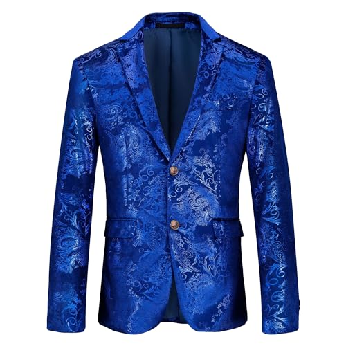 Mens Floral Suit JacketNotched Lapel Slim Fit Two Button Stylish Blazer Dinner Party Prom Wedding Tuxedo Jacket
