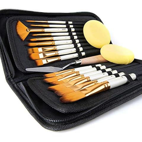 Artify 15 pcs Paint Brush Set with Carry Case Cover