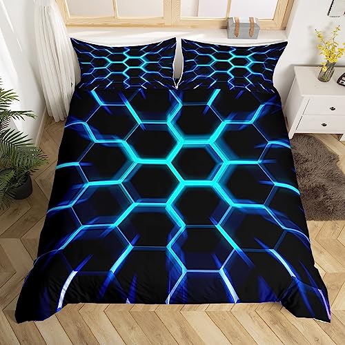 Homewish Honeycomb King Size Duvet Cover Set for Kids Teens Bedroom