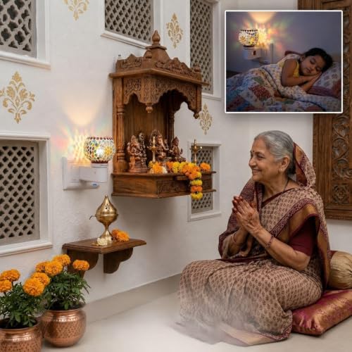 Image of RUPIKA | Electric Ceramic Aroma Diffuser Kapoor Dani | Camphor Diffuser Incense Burner Holder Kapoor Dani with Night Lamp for Home, Office (FULPATTI)