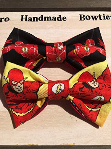 boys youth DC comics flash bow tie, Barry Allen the Flash pre-tied cotton bow tie.