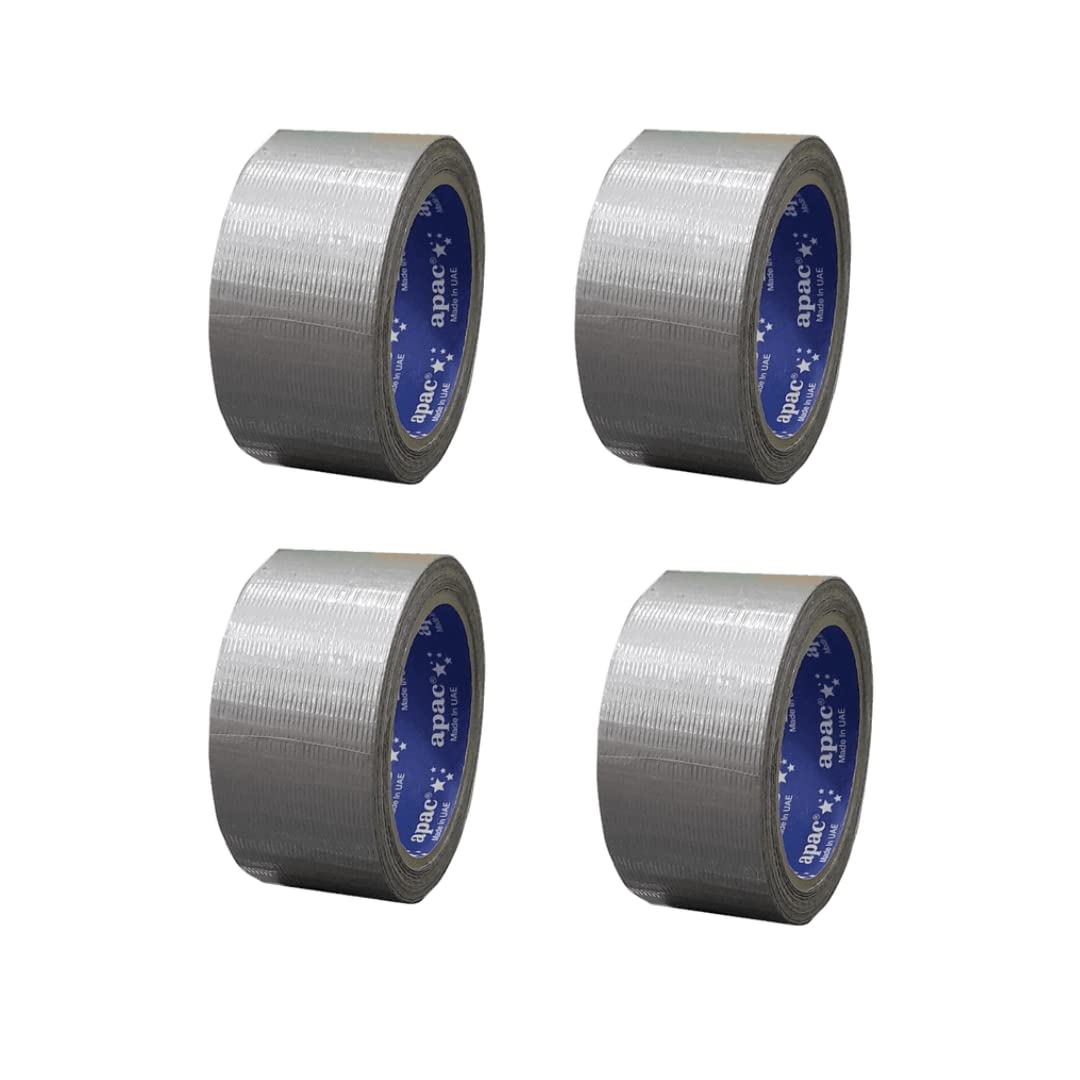 Apac Duct Tape Silver, Strong Adhesive Tape for Patching, Sealing, Securing Cables and Labelling, Heavy Duty Tape for Indoor & Outdoor Use, (15 Yards x 2 Inch, 4)