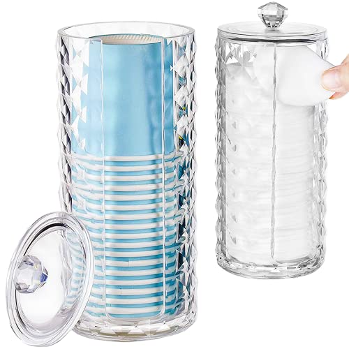Acrylic Bathroom Cup Dispenser, Mouthwash Cup Holder For 3Oz-4Oz Disposable Paper Cups, Clear Diamond Pattern Cup Holder With Lid For Mouthwash Cups Storage, Vanity Makeup Organizer #TOP4