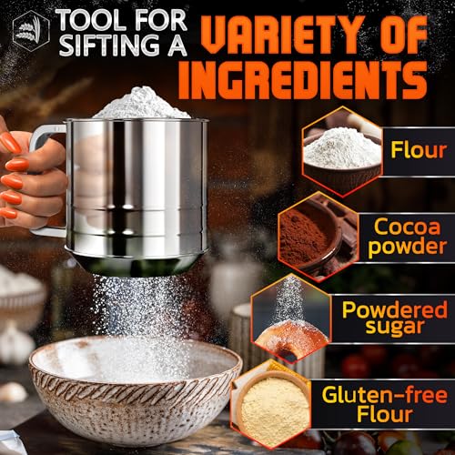 image for LIBERHAUS 5 Cup Flour Sifter for Baking – Flour Sifter Stainless Ste