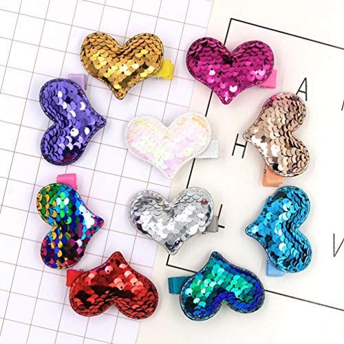 Pixnor 22 peças de presilhas de cabelo de lantejoulas, estrelas e corações jacaré grampos de cabelo