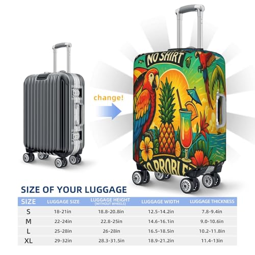 Tropical Parrot Beach Vibes Luggage Cover Protector Elastic Washable Anti-Scratch Suitcase Covers With Concealed Zipper For 18-32 Inch Luggage Small 6