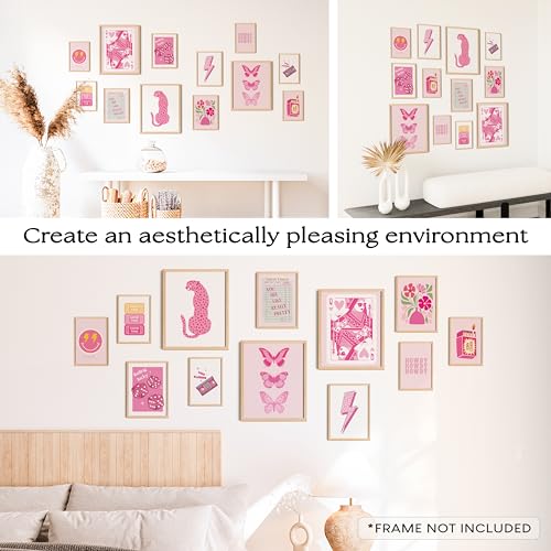 97 Decor Cute Preppy Room Decor Aesthetic - Pink Preppy Posters for Bedroom, Trendy Prints for Wall Decorations, Light Pink Art Retro Pictures, Dorm Wall Art for College Teen Girl Apartment (Unframed) - image 6