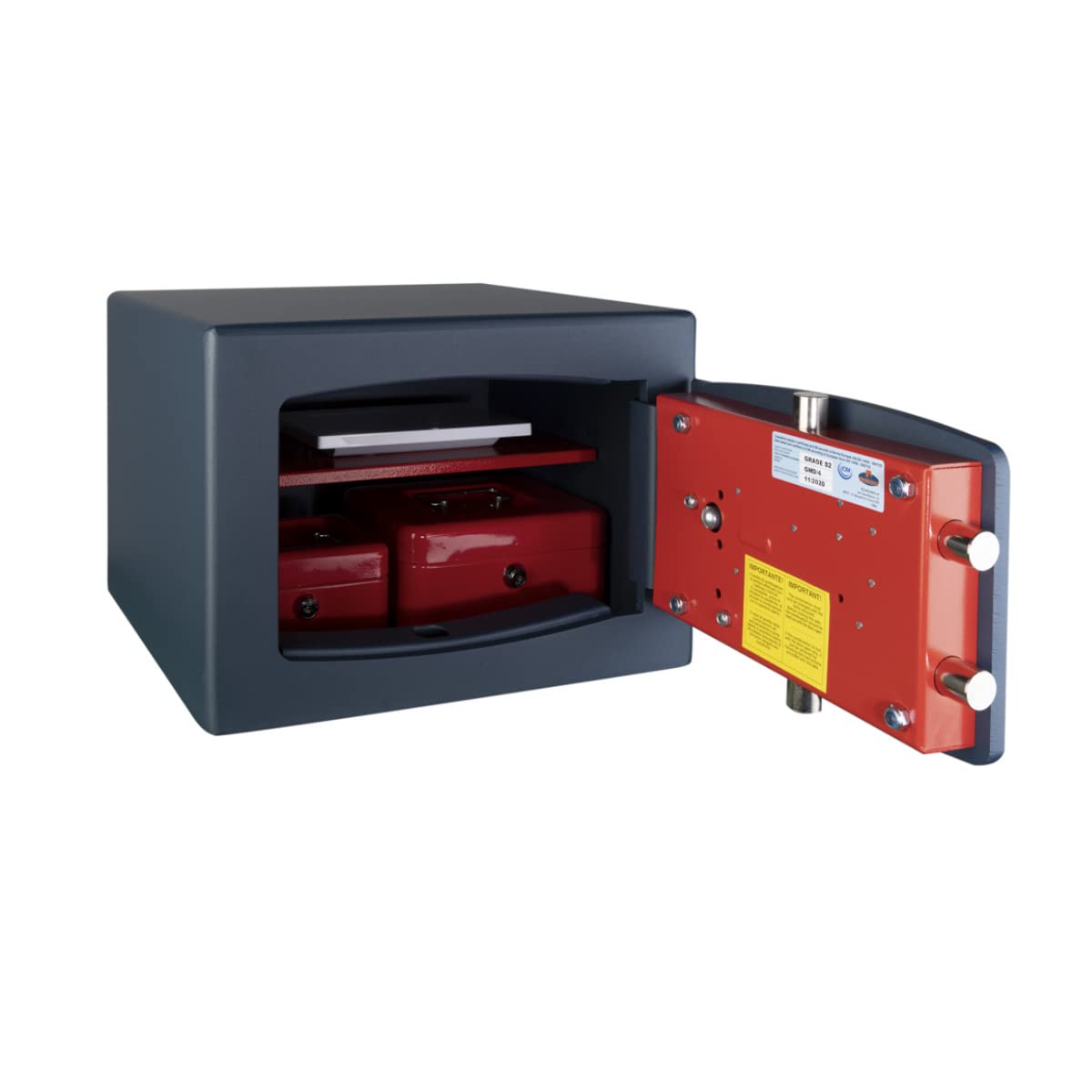 Technomax, Cassaforte a mobile, Gold Moby Diplo, modello GMD/4, Apertura con chiave a doppia mappa + combinatore a 3 volantini, Dimensioni mm. 280 (H) x 400 (L) x 350 (P)