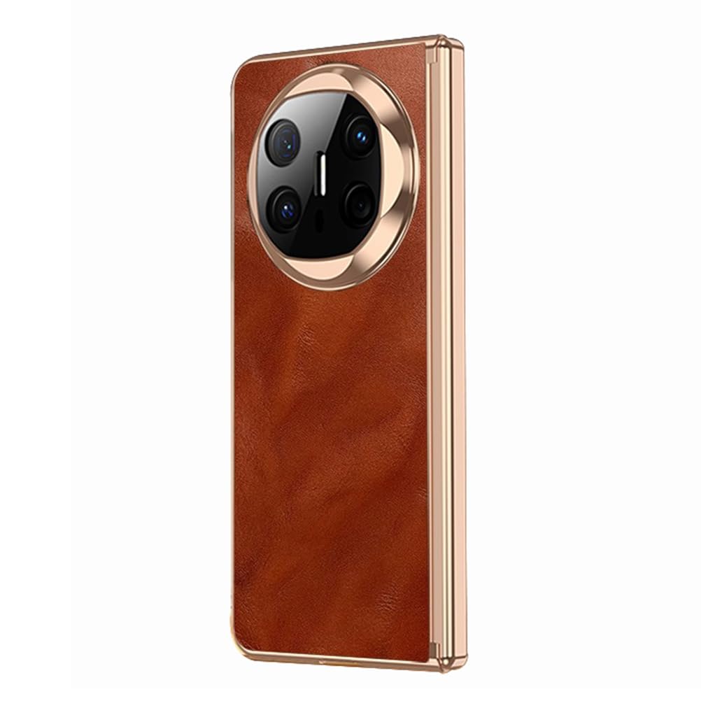 Prawdziwa skóra etui do Huawei Mate X6, etui na aparat antywstrząsowy ochrona galwaniczna ultracienka obudowa, brązowy, matowy X6