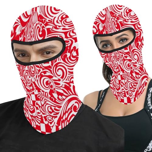 Máscara facial para hombres y mujeres roja y blanca impresa, balaclava térmico para invierno, protección contra frío, viento y rayos UV, ideal para esquí, motocicleta y ciclismo miniatura 1