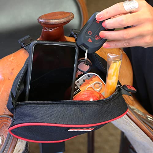 Foto von TrailMax Original Satteltasche für Western- und Ausdauersättel; Handy-Sattelhorntasche; Sattelhorn-Tasche für Pferde; Trail-Ride-Handy-Bommeltasche; blaue Paspelierung
