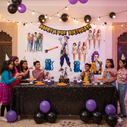 Image of Wanna Party Kpop Demon Hunters Birthday Decoration- Pack of 5 Theme Party Cutouts for Kpop Party Supplies