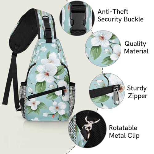 Bolso tipo sling unisex con flores para viaje y senderismo miniatura 3