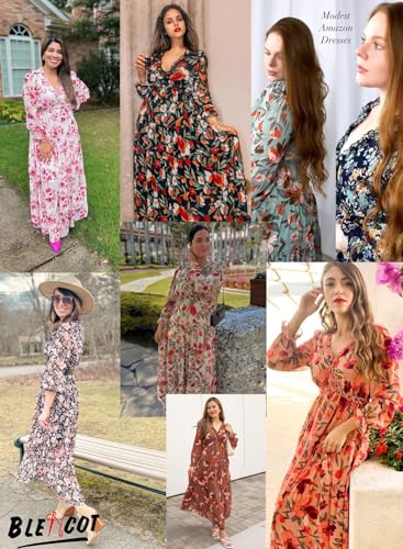 BLENCOT Women's Casual Boho Solid Color Deep V Neck Loose Long Sleeve Long Evening Dress Ruched Cocktail Party Maxi Wedding Dress Light Khaki X-Large