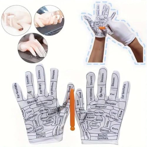 Image of UCRAVO Acupressure Massage Gloves with Massage Stick for Hand Reflexology Therapy, Finger Pressure Massager for Stress Relief, Palm Acupuncture Therapy for Blood Circulation,Relaxation & Pain Relief