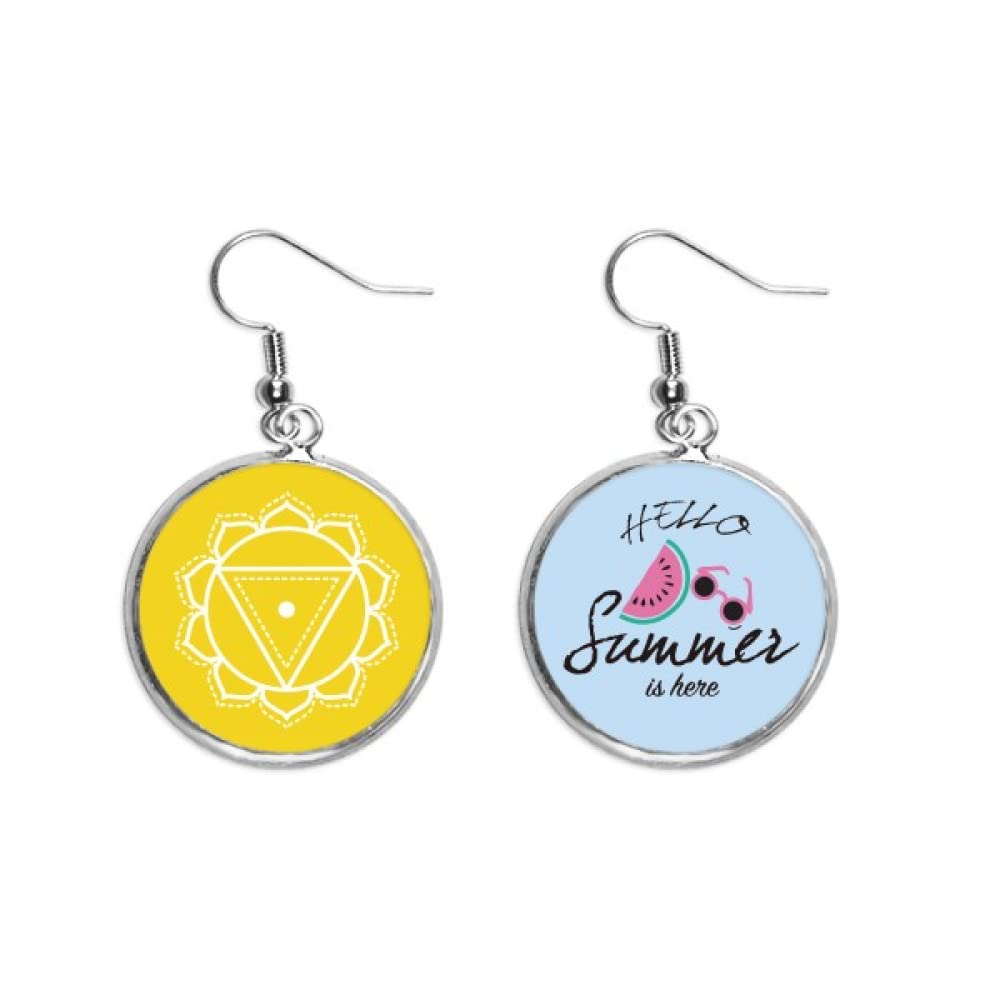 Pendientes de sandía con patrón de flor y tótem triángulo para lóbulo 5