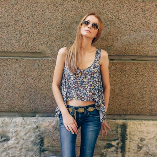 Western Chain Belt Vintage Concho Cowgirl Waist Chain Belt for Women Dresses Jeans Adjustable4