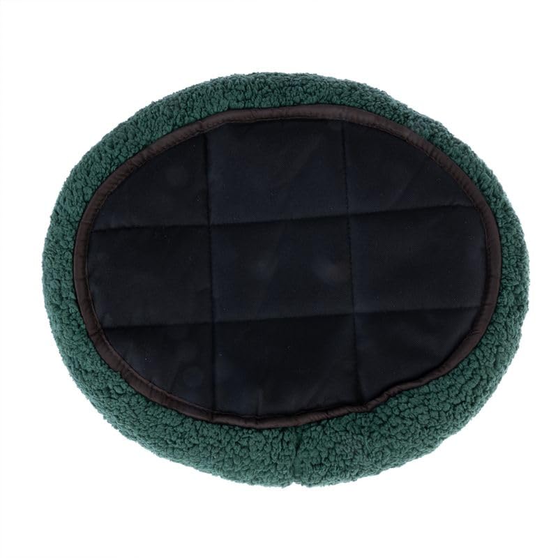 zooplus Kuschelbett Fluffy 2in1 | Weiches Wende-Bettchen für Hunde und Katzen | Winterseite aus kuscheligem Lammfell-Imitat und Sommerseite aus glattem Nylonstoff | Maße: 50 x 42 x 7,5 cm (dunkelgrün)