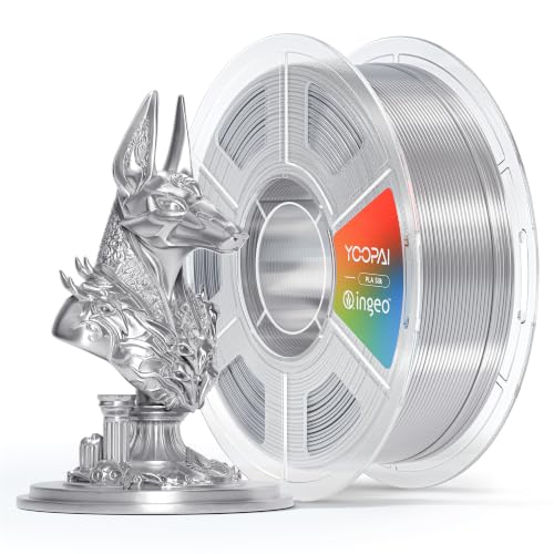 Image of YOOPAI Silver Silk PLA Filament 1.75mm, Luxury Chrome-Like Mirror Shine, Premium Silk Smooth Finish, Reliable Consistent Printing 3D Printer Filament, 1kg Spool(2.2lbs)