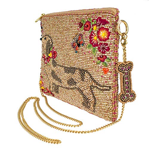 Mary Frances Doxie Beaded Dachshund Mini Crossbody Bag Clutch Purse with Floral Embroidery and Dog Bone Charm, Multicolor4