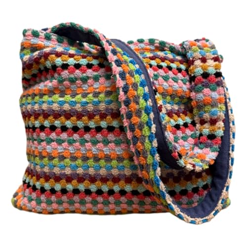 Image of Large Boho Beach Tote Bag Handwoven Turkish Cotton Multicolor Summer Shoulder Bag Made for Travel Fits Towels Swimsuits Lightweight Machine Washable Eco Friendly