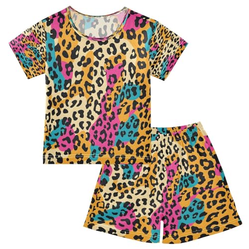 senya Short Sleeve Pajamas Sets Summer Cotton Sleepwear Leopard Print