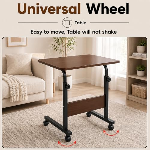 Image of Ant Esports BRAVO LT400 Multipurpose Height Adjustable Laptop Table with Wheels, Rolling Computer Desk, Portable Study Table,Home Office Desk,Mobile Workstation, Dark Walnut Top With Black Metal Frame
