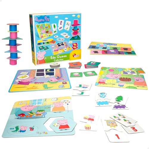 Lisciani - Peppa Pig - Colección de 10 Juegos Educativos - Juego de Memoria, Formas y Colores, Puzzles, Números, Busca Y Encuentra - Para Niños a Partir de 2 Años