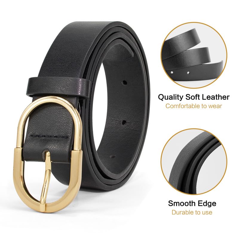 Fashion Women's Leather Belt for Dress Jeans Pants, Fashion Gold Buckle Belt for Girls Ladies4