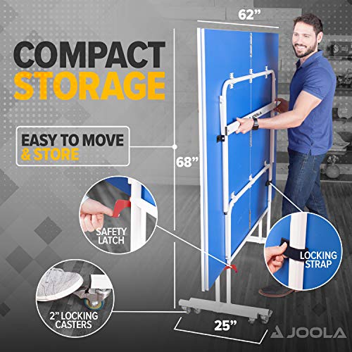 Image of JOOLA Indoor 15mm Ping Pong Table with Quick Clamp Ping Pong Net Set - Single Player Playback Mode - Regulation Size Table Tennis Table - Compact Storage Ping Pong Table