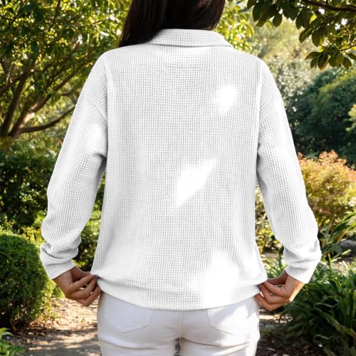 Long Sleeve T Shirts for Women Waffle Knit Lightwieght Tunic Hawaiian Shirt - image 3