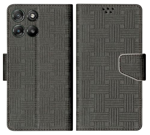 Image of SBMS Flip Cover for Motorola Moto G67 Power 5G / Moto G57 Power Back Cover Case with Magnatic Closure | Genuine Leather Finish | Inbuilt Stand | Card & Money Pocket | Wallet Style Case (Mat Black)