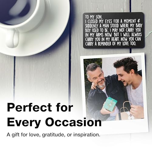 Engraved Wallet Card for Son – Heartfelt Gift from Parents, Birthday, Wedding & Graduation Keepsake, Inspirational Father’s Day Card from Mom & Dad3