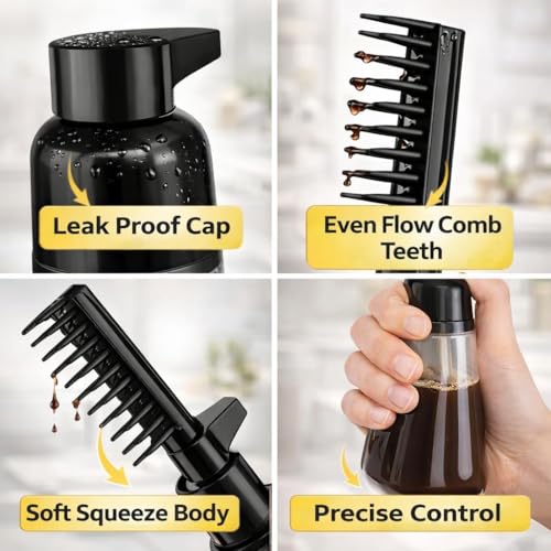 Image of dream pulse Root Comb Hair Dye Applicator Bottle 160ML, 2 in 1 Hair Oil & Hair Color Applicator Comb Bottle, Scalp Oil Applicator, Hair Coloring Dyeing Dispensing Bottle for Home & Salon Use