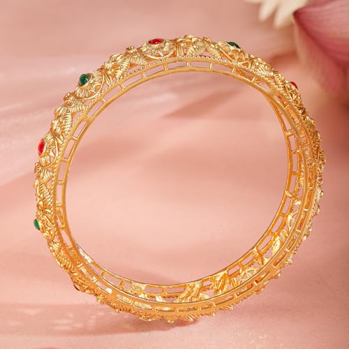 Image of Rubans Gold Plated Set of 2 Bangles Handcrafted Traditional Stylish Trendy Jewellery Gift for Women & Girls