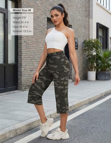Image of SPECIALMAGIC Women Capri Pants Cotton Yoga Wide Leg Pajama Pants Capris Sweatpants Sports